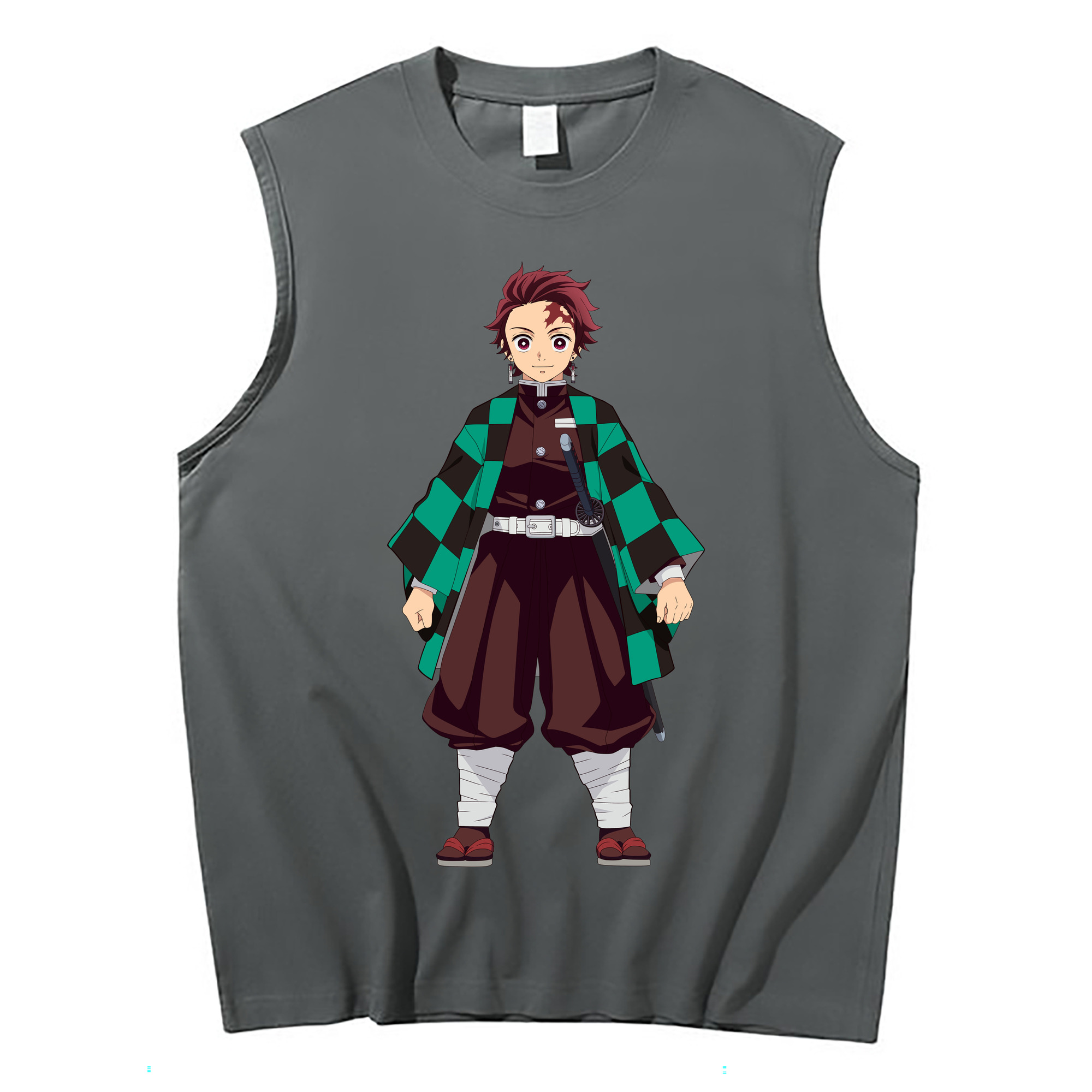（画像用） 鬼滅の刃 竈門 炭治郎／かまど たんじろう Kamado Tanjirou コットン100％タンクトップ（フロントプリント）